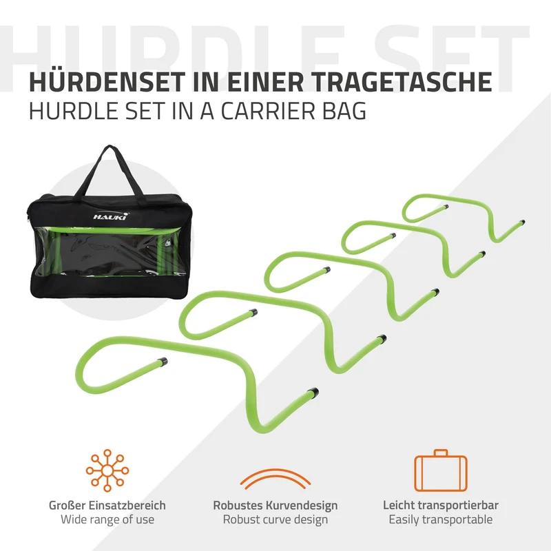 Hürden 5er Set Laufhürden 46x30x16 cm Grün aus PVC