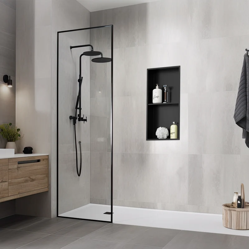 Duschnische 2 Ebenen 30x60 cm Schwarz aus Edelstahl Wandnische Duschablage LuxeBath