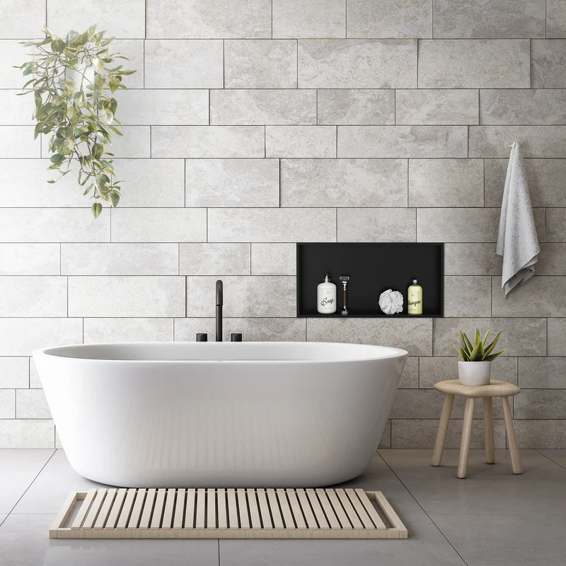 Duschnische 60x30 cm Schwarz aus Edelstahl Wandnische Duschablage LuxeBath