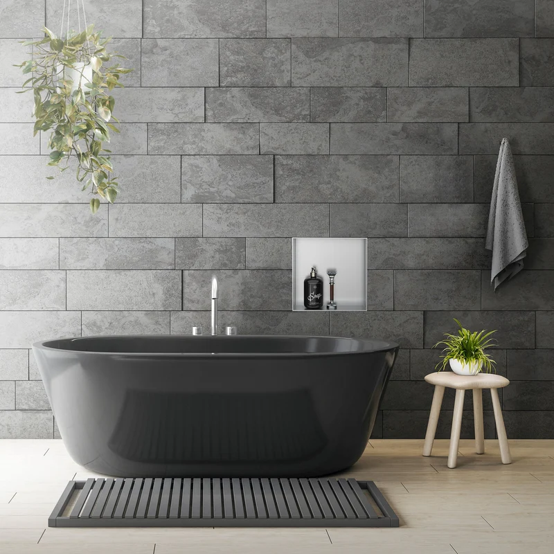 Duschnische 30x30 cm Silber aus Edelstahl Unterputz Rahmen Wandnische Duschablage LuxeBath