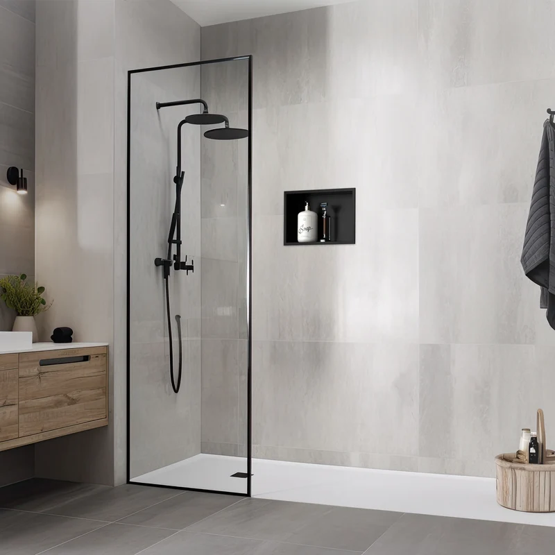 Duschnische 30x20 cm Schwarz aus Edelstahl Wandnische Duschablage LuxeBath