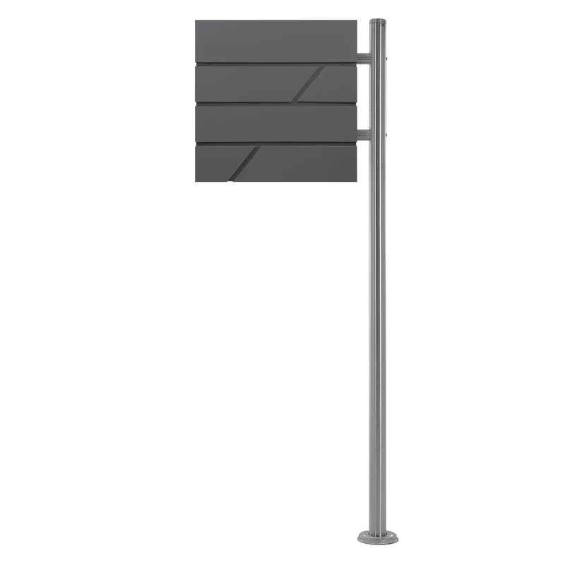 Standbriefkasten mit Zeitungsfach 37x37x11 cm Anthrazit inkl. Ständer H:120 cm ML-Design