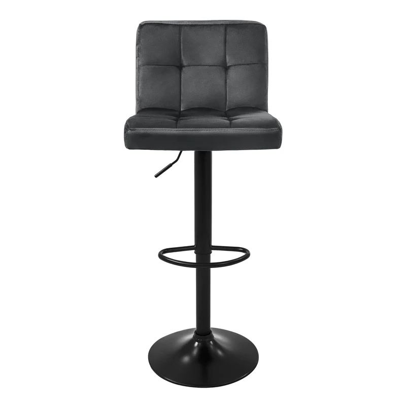 Barhocker 4er Set Grau Samtbezug mit Rückenlehne und Fußstütze höhenverstellbar 63-83cm ML-Design