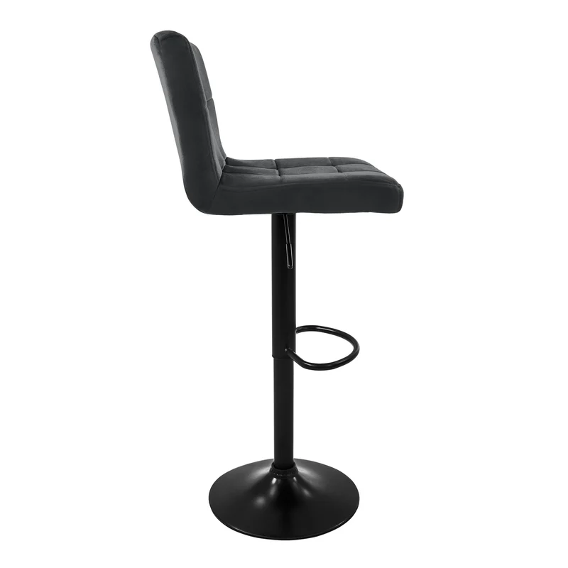 Barhocker 4er Set Grau Samtbezug mit Rückenlehne und Fußstütze höhenverstellbar 63-83cm ML-Design