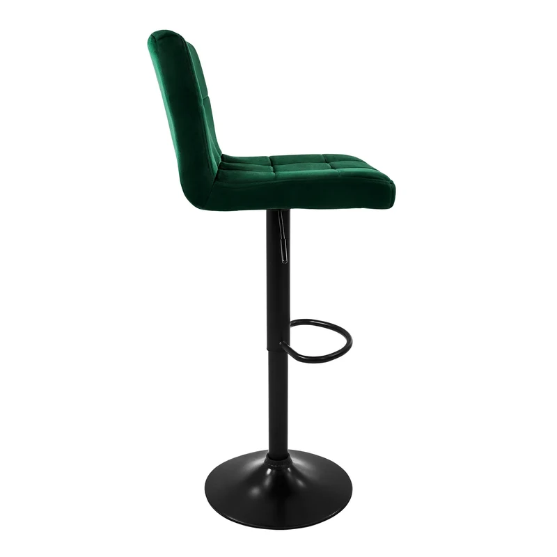 Barhocker 4er Set Grün Samtbezug mit Rückenlehne und Fußstütze höhenverstellbar 63-83cm ML-Design
