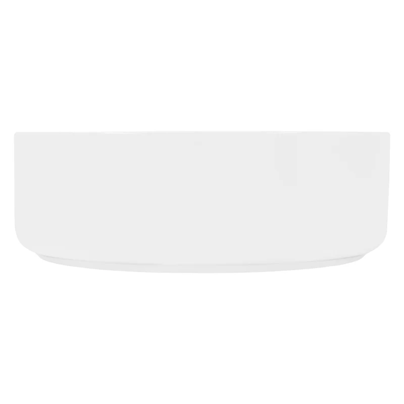 Waschbecken Rund ohne Überlauf Ø 35,5x12 cm Weiß aus Keramik LuxeBath