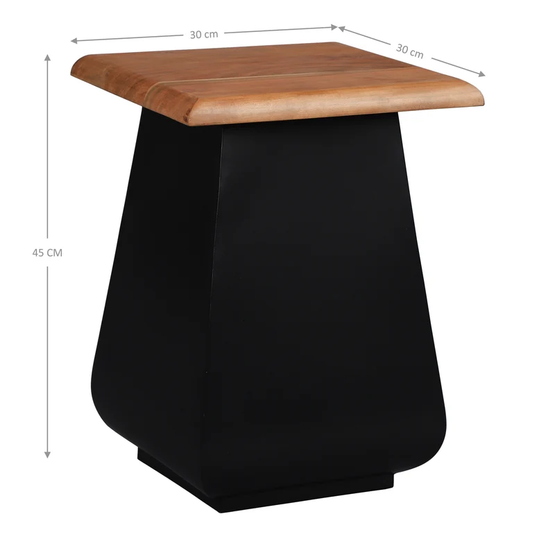 WOMO-Design | Beistelltisch Natur/Schwarz aus Akazienholz und Metall, Kaffeetisch für Wohnzimmer