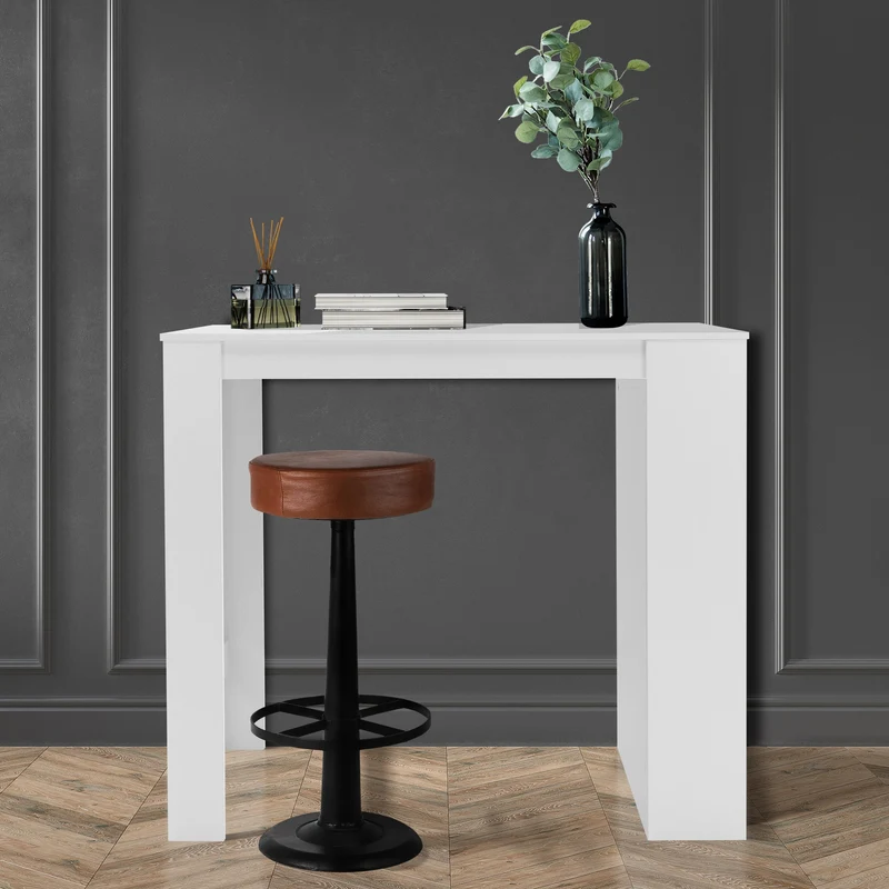 ML-Design | Bartisch mit 3-stufigem Regal 117x106x57 cm aus Holz viel Stauraum, Modern, Stehtisch mit 3 Ablagefläche