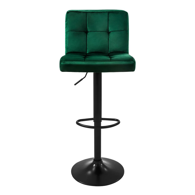 Barhocker 2er Set Grün Samtbezug mit Rückenlehne und Fußstütze höhenverstellbar 63-83cm ML-Design