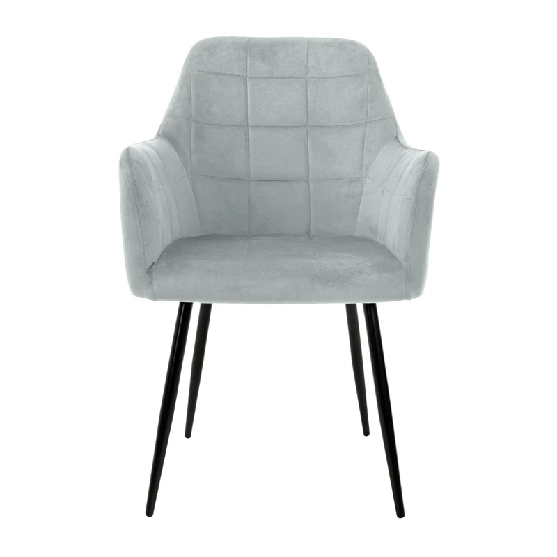 Esszimmerstuhl 4er Set mit Rücken- und Armlehnen Grau/Rosa Küchenstuhl mit Microfaser-Samtbezug