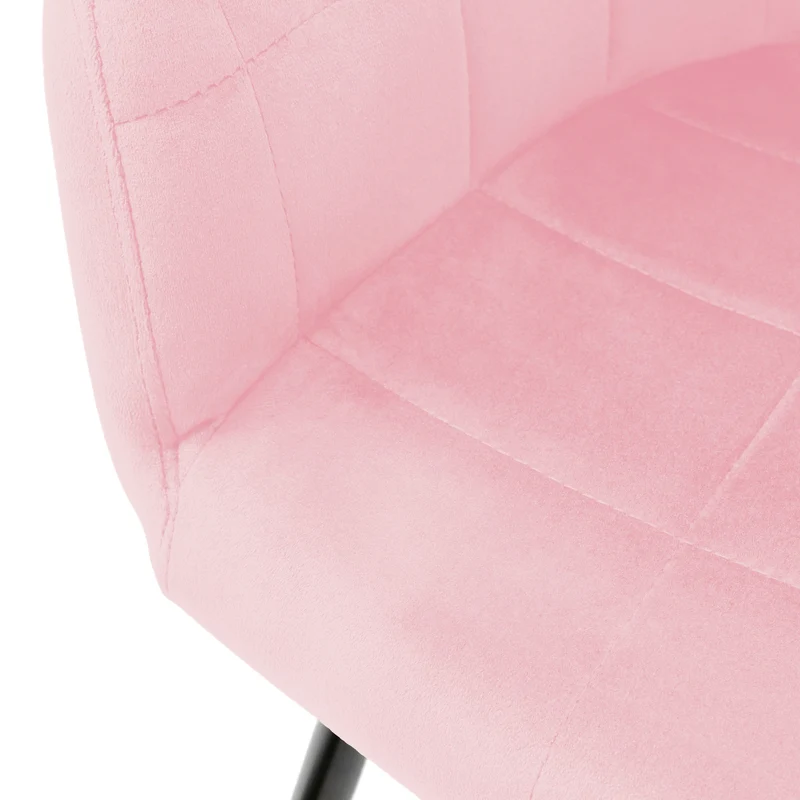 Esszimmerstuhl 4er Set mit Rücken- und Armlehnen Grau/Rosa Küchenstuhl mit Microfaser-Samtbezug