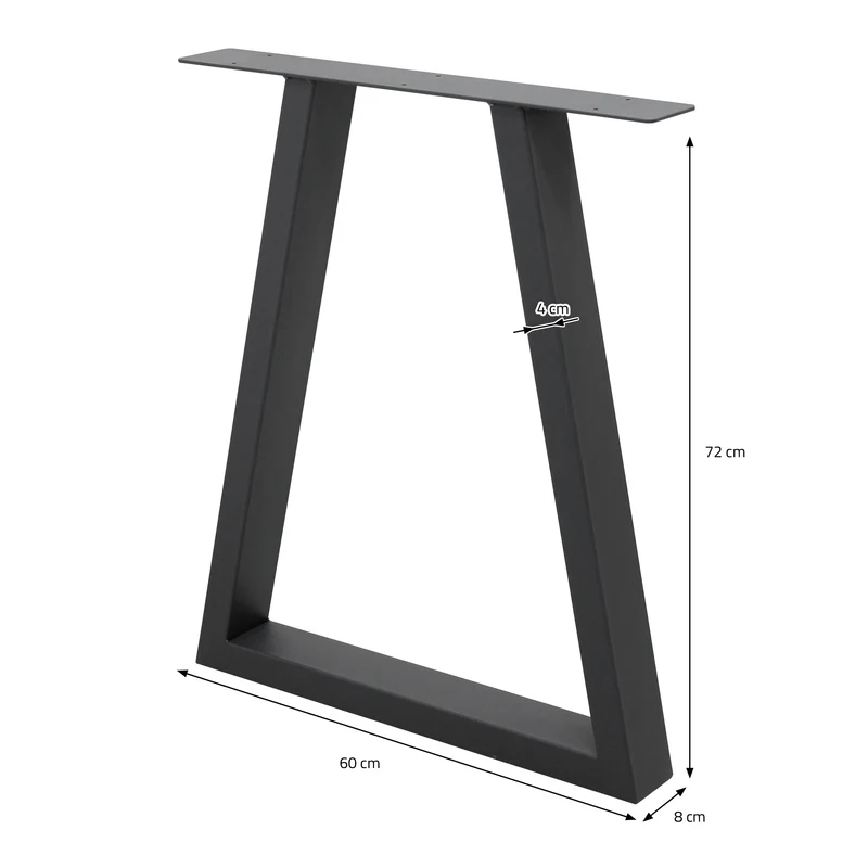 2x Tischbeine Trapez Design 60x72 cm Anthrazit pulverbeschichtete Stahl Tischgestell Esstisch und Schreibtisch