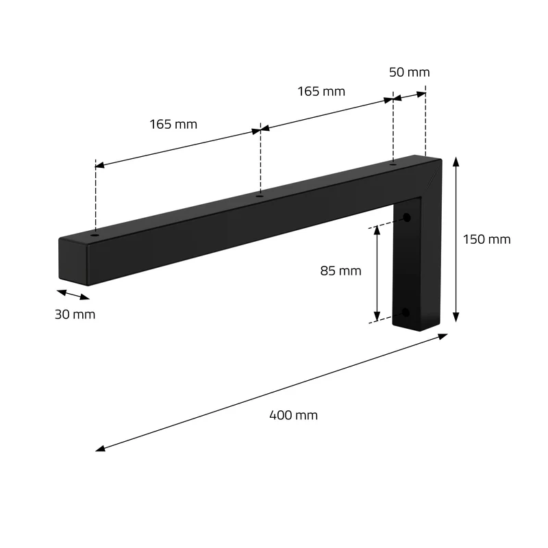 Wandkonsole Regalhalterung 2er Set 400 x 150 mm Schwarz aus Stahl ML-Design