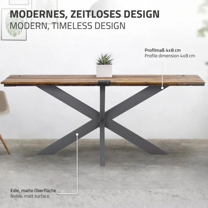 Tischbeine Tischgestell X-Design 78 x 71 x 120 cm Anthrazit aus Metall ML-Design