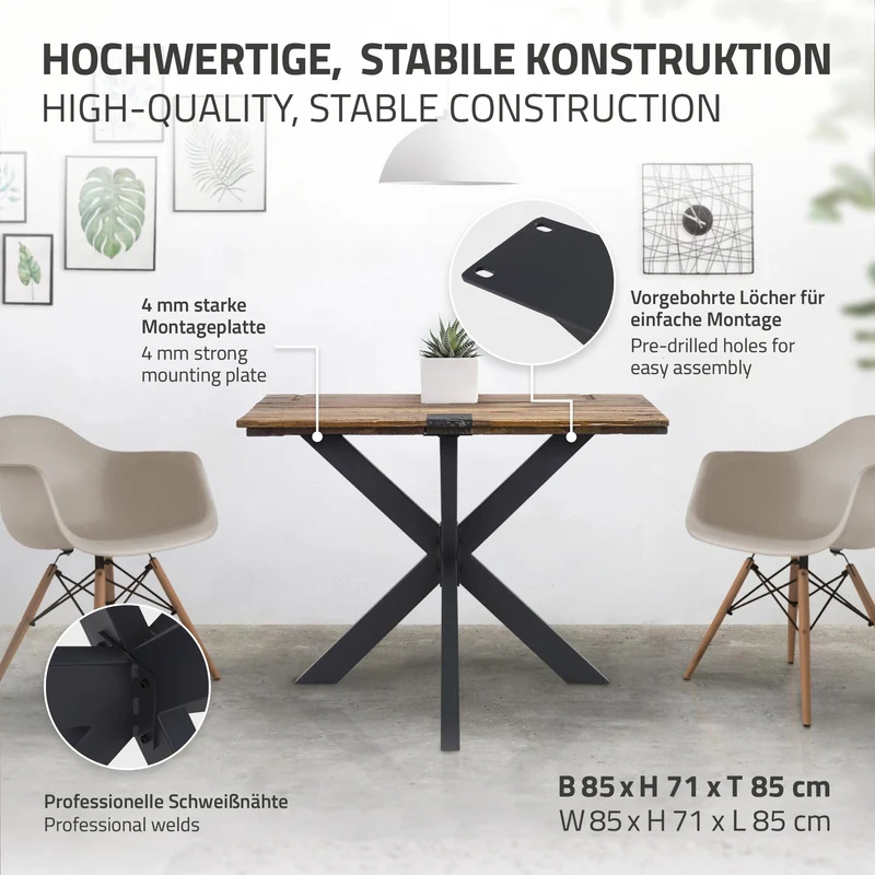Tischbeine Tischgestell X-Design 85 x 71 x 85 cm Schwarz aus Metall ML-Design