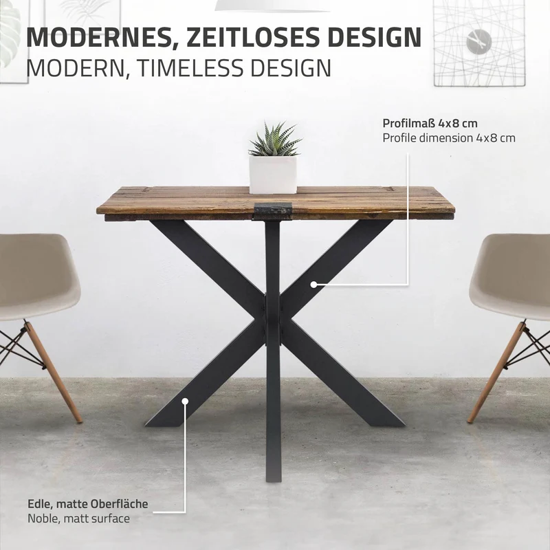 Tischbeine Tischgestell X-Design 85 x 71 x 85 cm Schwarz aus Metall ML-Design