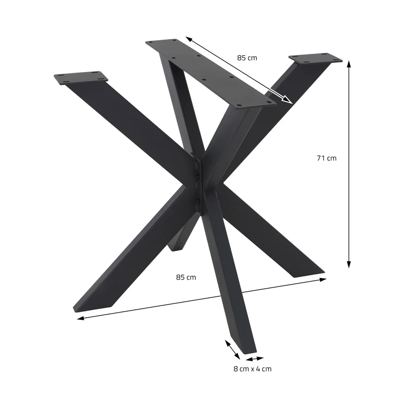 Tischbeine Tischgestell X-Design 85 x 71 x 85 cm Schwarz aus Metall ML-Design
