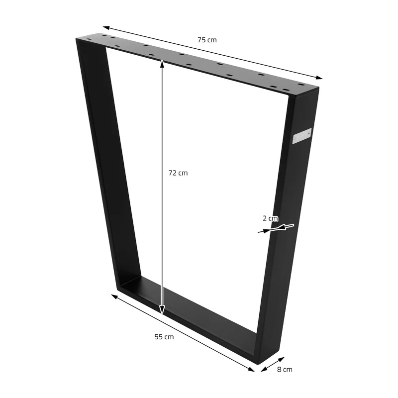 Tischbeine Tischgestell 2er Set V-Design 75 x 72 cm Schwarz matt aus Stahl ML-Design