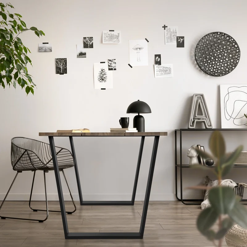 Tischbeine Tischgestell 2er Set V-Design 75 x 72 cm Schwarz matt aus Stahl ML-Design