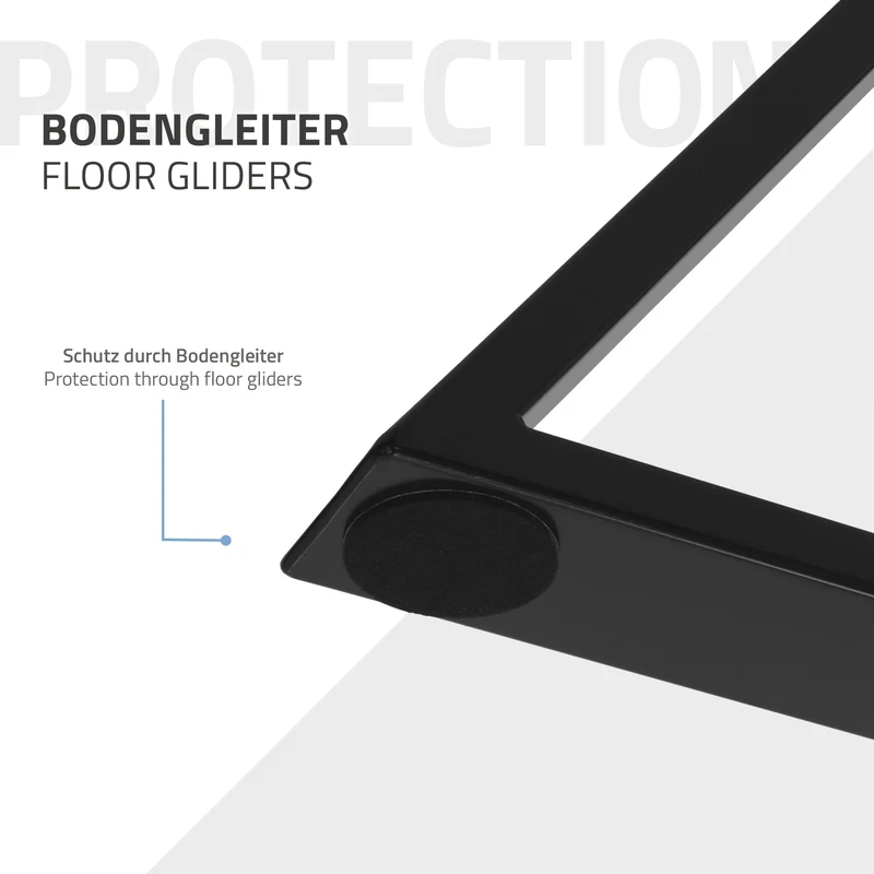 2 Stück Tischbeine B69xH72 cm Tischkufen X-Form Stahl pulverbeschichtet Schwarz ML-Design