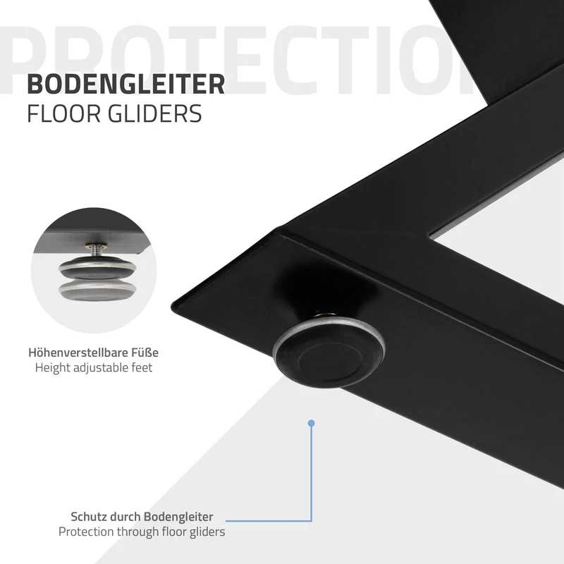 2 Stück Tischbeine Bankkufen B43xH40 cm Tischkufen X-Form aus Stahl pulverbeschichtet Schwarz ML-Design