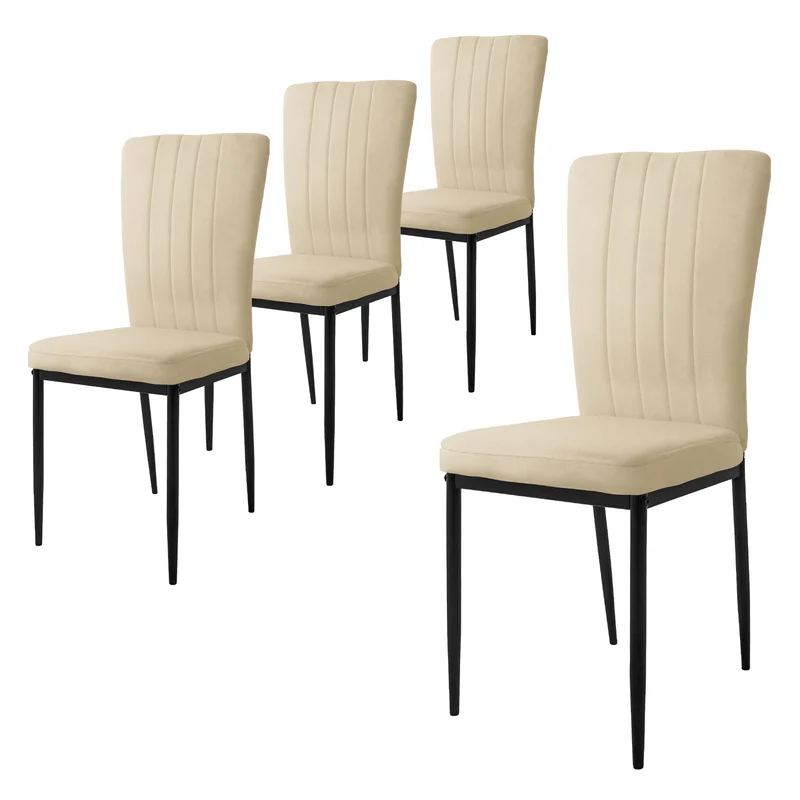 Esszimmerstuhl 4er Set mit Samtbezug und Metallbeinen Küchenstuhl ML-Design