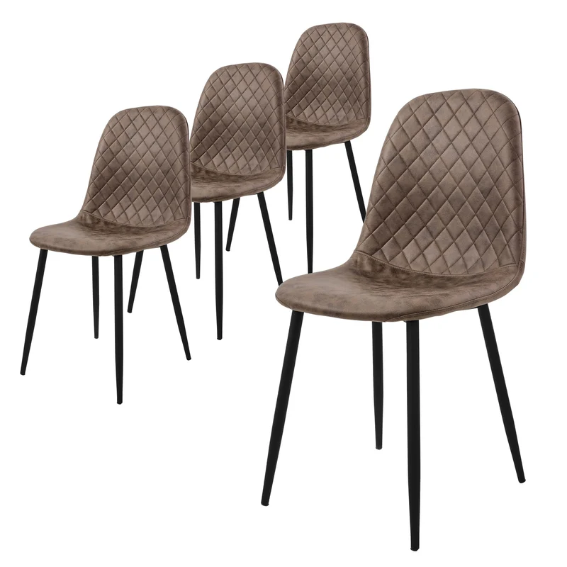 Esszimmerstuhl 4er Set Rauten Steppung mit Rückenlehne Küchenstuhl mit Microfaser-Samtbezug ML-Design
