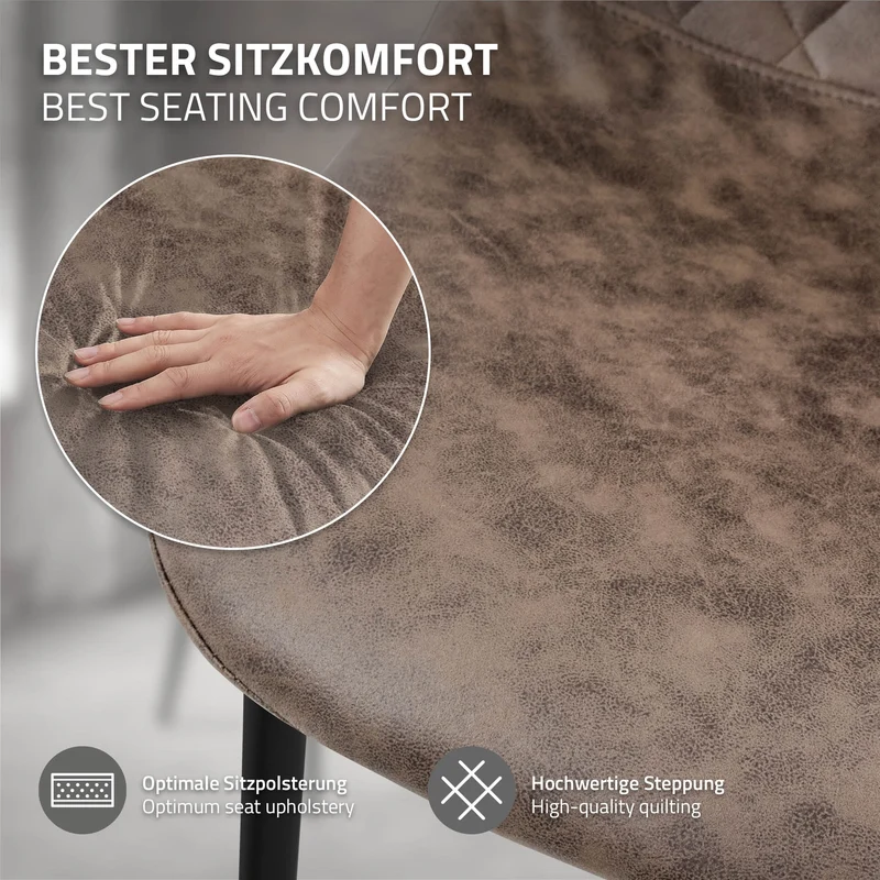 Esszimmerstuhl 4er Set mit Rückenehne Braun Küchenstuhl mit Kunstleder Bezug ML-Design