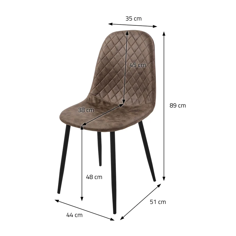 Esszimmerstuhl 4er Set mit Rückenehne Braun Küchenstuhl mit Kunstleder Bezug ML-Design