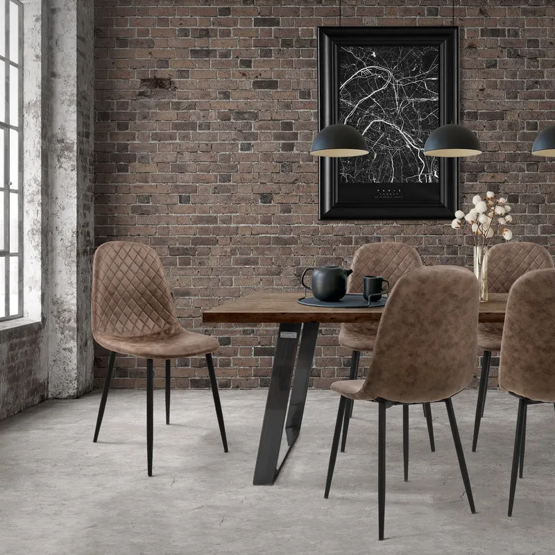Esszimmerstuhl 4er Set mit Rückenehne Braun Küchenstuhl mit Kunstleder Bezug ML-Design