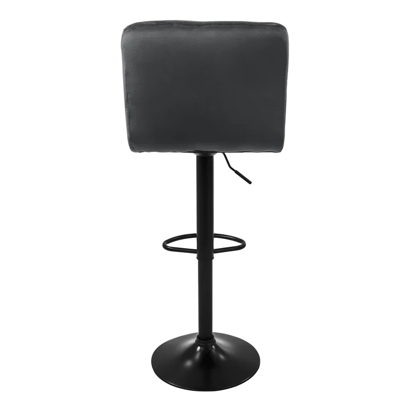 Barhocker 2er Set Grau Samtbezug mit Rückenlehne und Fußstütze höhenverstellbar 63-83cm ML-Design