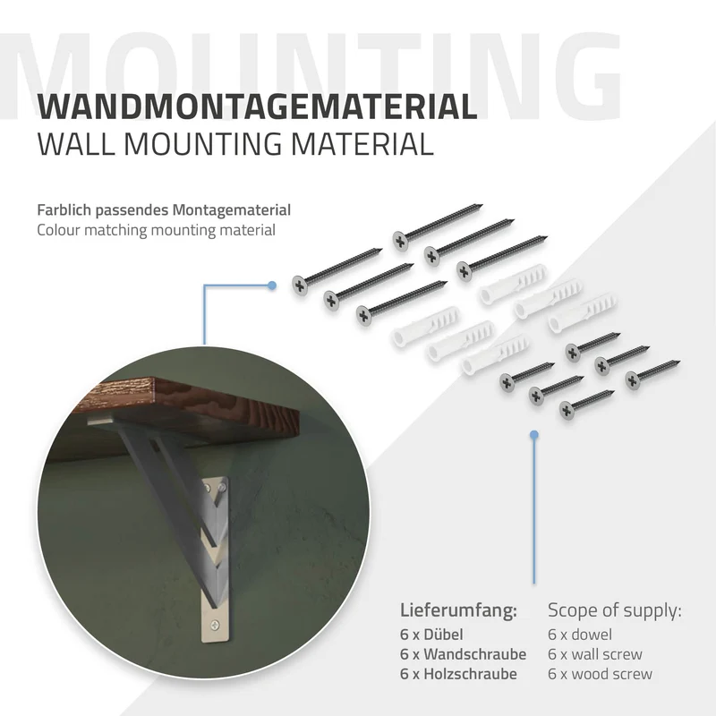 2er Set Wandkonsole Regalhalterung 2x 240 x 240 mm Silber aus Aluminium ML-Design