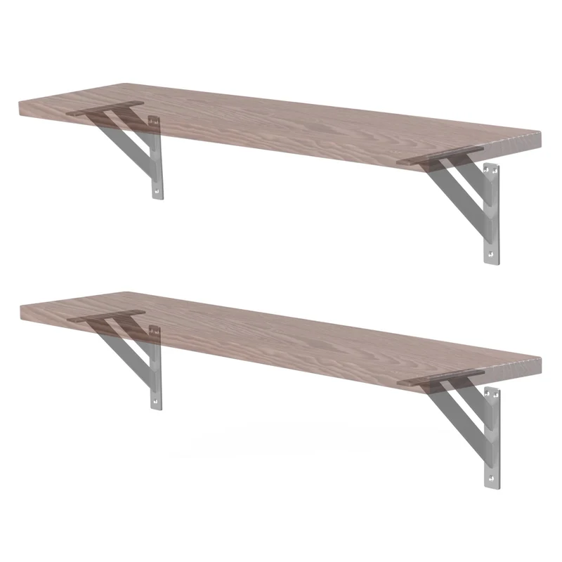 2er Set Wandkonsole Regalhalterung 2x 180 x 180 mm Silber aus Aluminium ML-Design