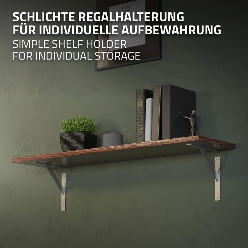 2er Set Wandkonsole Regalhalterung 2x 240 x 240 mm Silber aus Aluminium ML-Design
