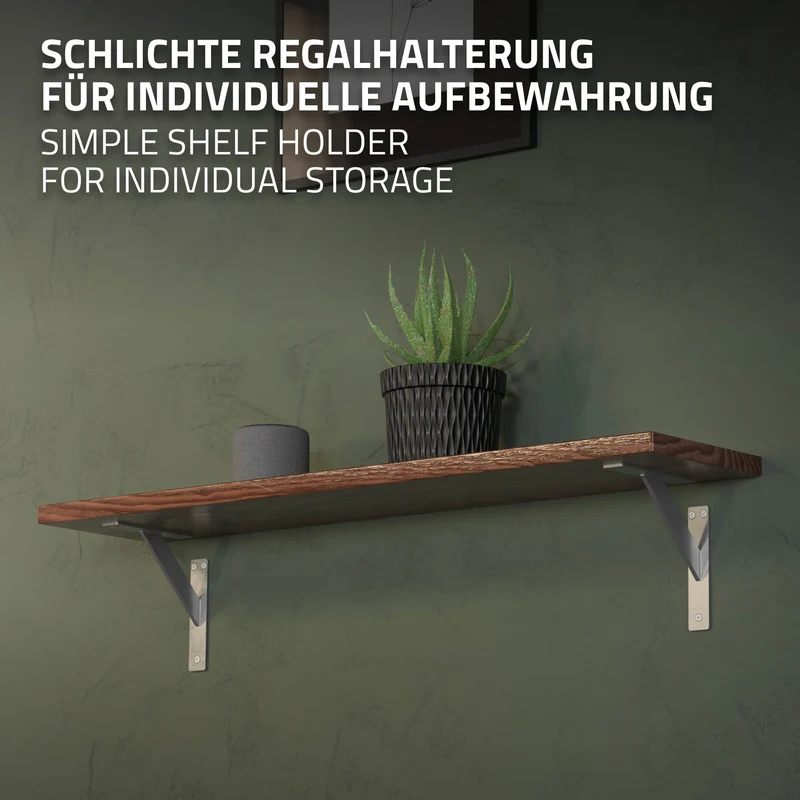 2er Set Wandkonsole Regalhalterung 2x 180 x 180 mm Silber aus Aluminium ML-Design