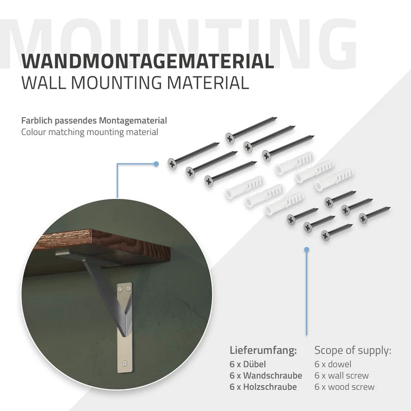 2er Set Wandkonsole Regalhalterung 2x 180 x 180 mm Silber aus Aluminium ML-Design