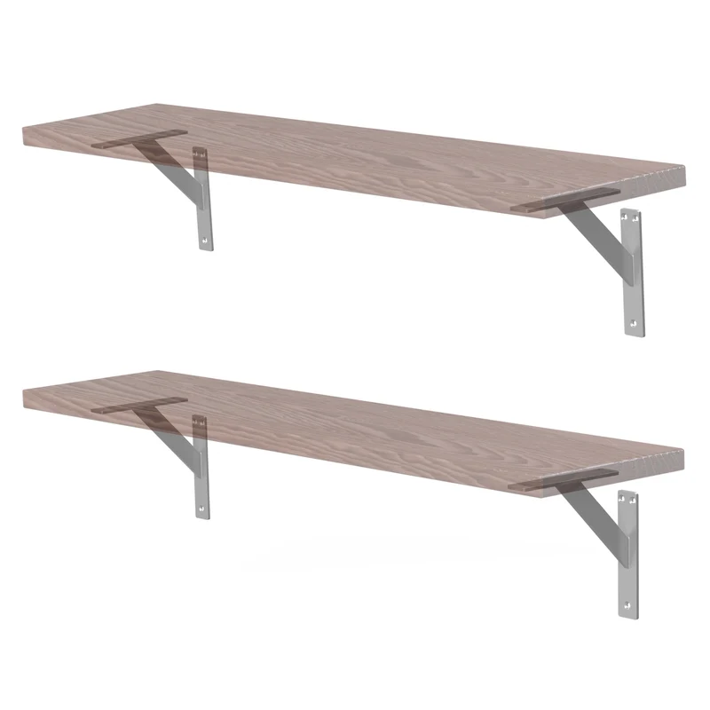 2er Set Wandkonsole Regalhalterung 2x 180 x 180 mm Silber aus Aluminium ML-Design