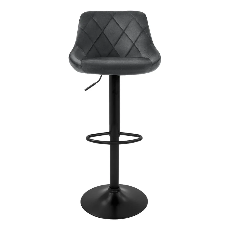 4er Set Barhocker Grau Samtbezug mit Rückenlehne und Fußstütze höhenverstellbar 62-82cm ML-Design