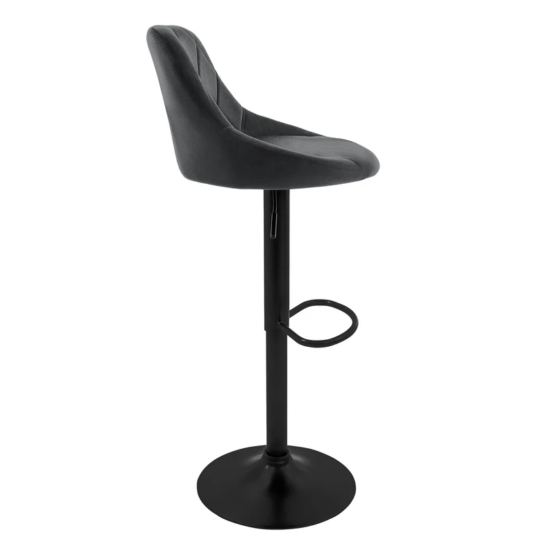 4er Set Barhocker Grau Samtbezug mit Rückenlehne und Fußstütze höhenverstellbar 62-82cm ML-Design