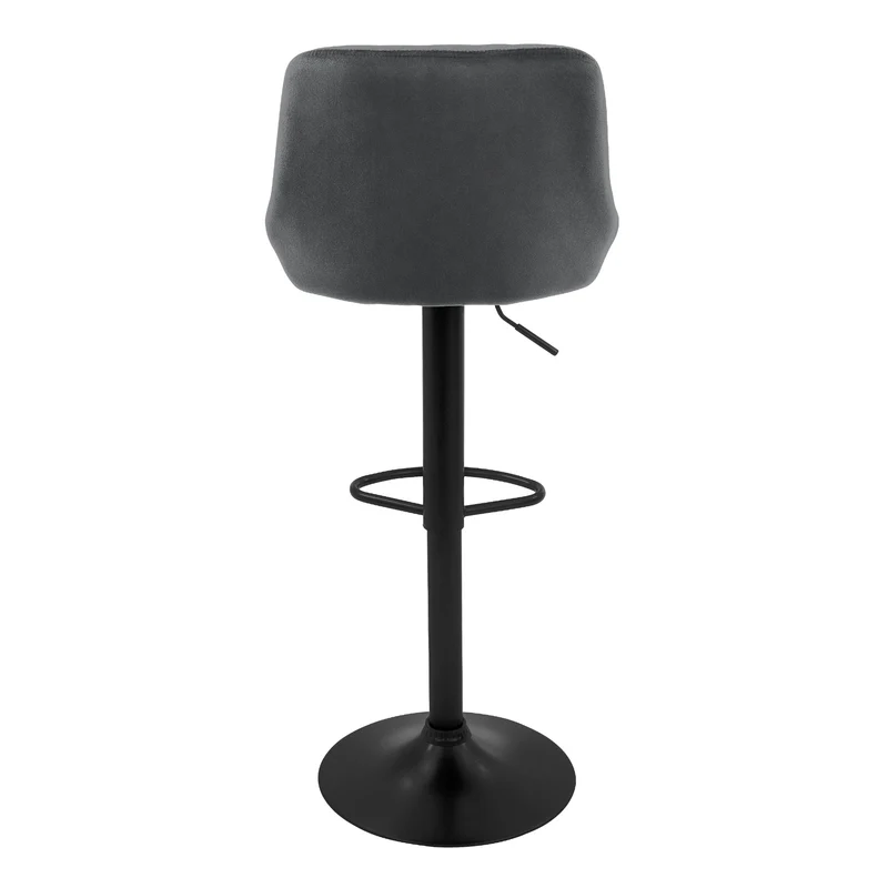 4er Set Barhocker Grau Samtbezug mit Rückenlehne und Fußstütze höhenverstellbar 62-82cm ML-Design