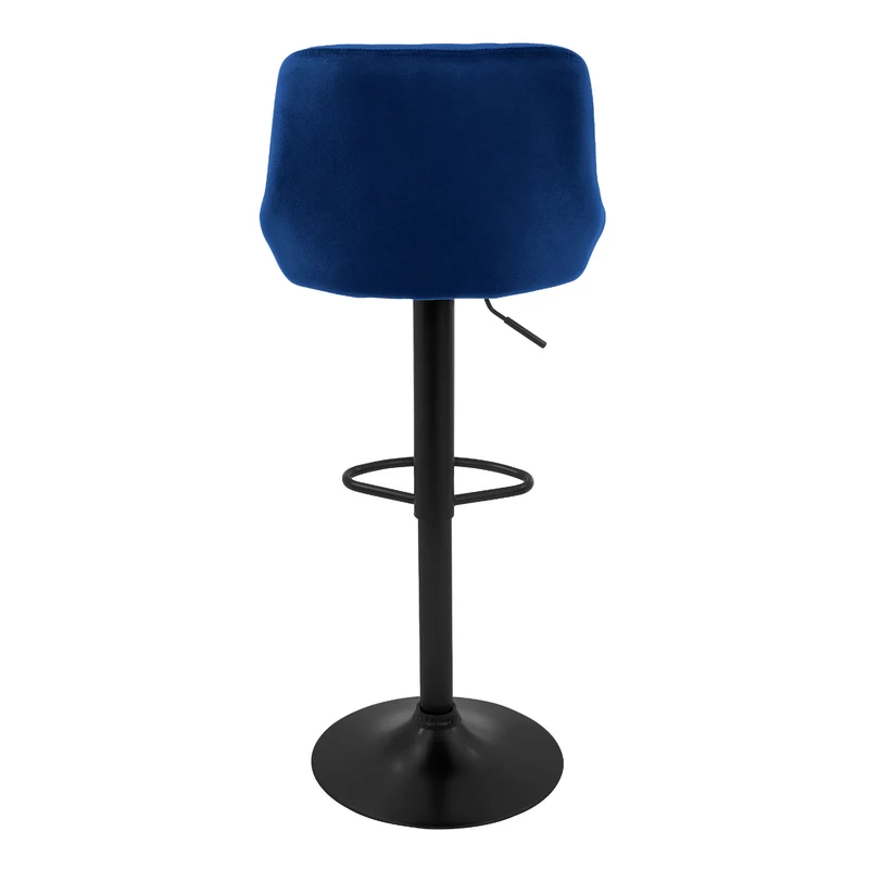 4er Set Barhocker Blau Samtbezug mit Rückenlehne und Fußstütze höhenverstellbar 62-82cm ML-Design