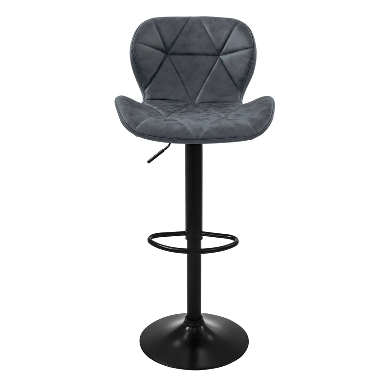 4er Set Barhocker Anthrazit Kunstlederbezug mit Rückenlehne und Fußstütze höhenverstellbar 59-79cm ML-Design