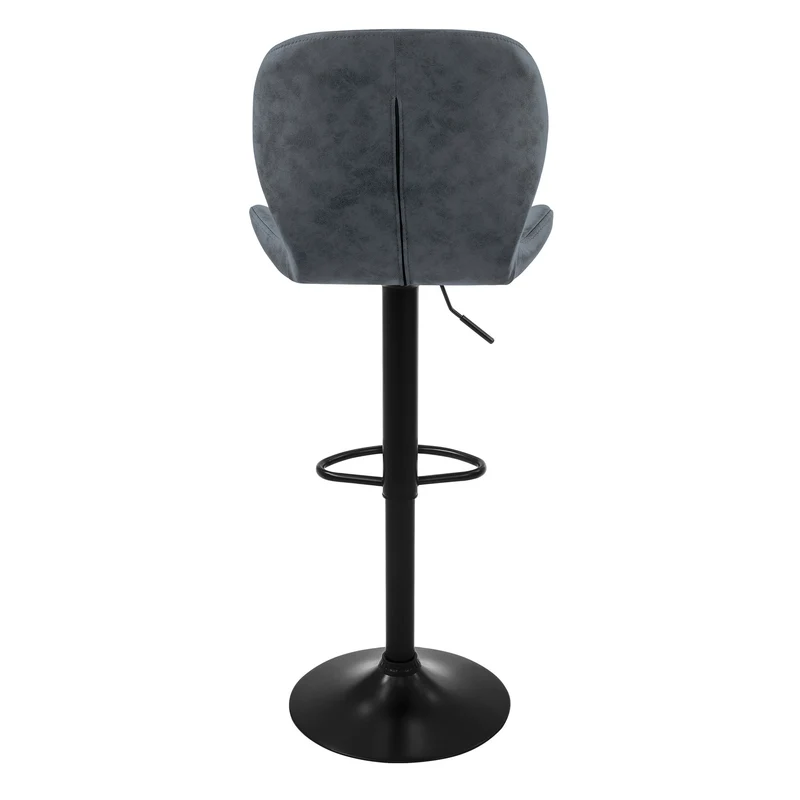 4er Set Barhocker Anthrazit Kunstlederbezug mit Rückenlehne und Fußstütze höhenverstellbar 59-79cm ML-Design