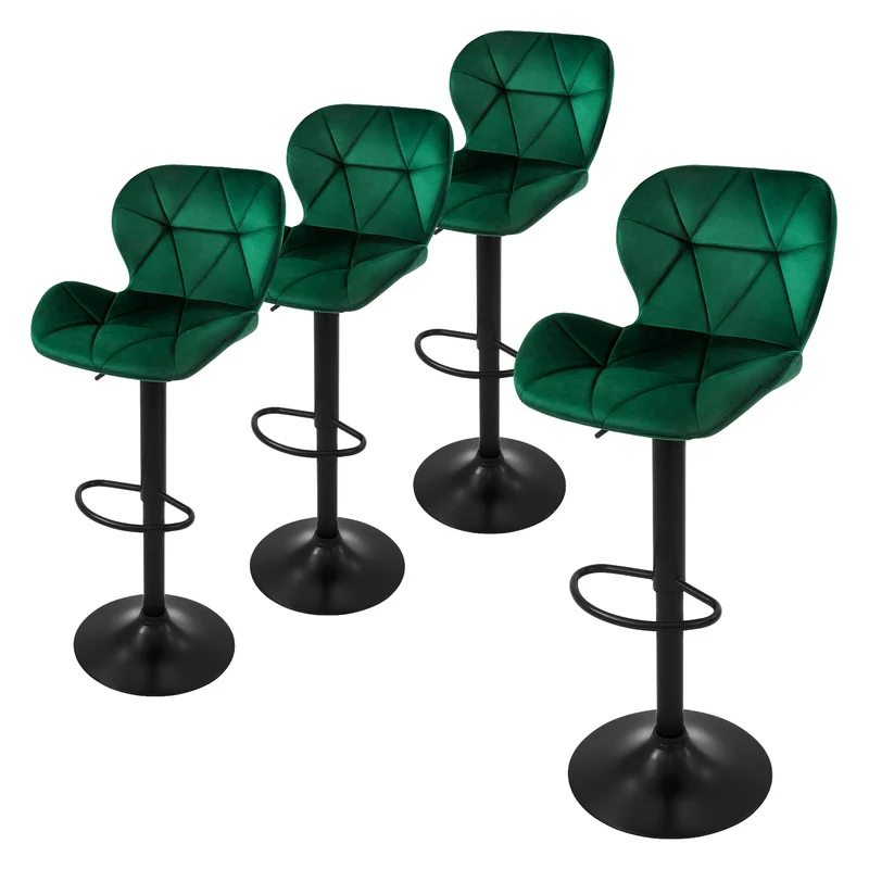 Barhocker Set Dreieck Steppung Höhenverstellbar mit Rückenlehne & Fußstütze
