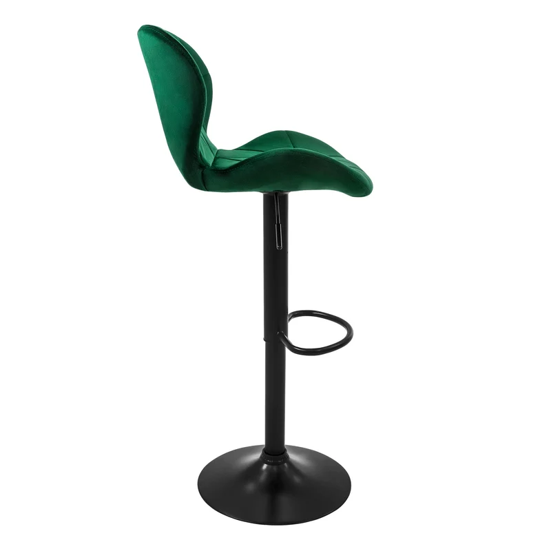 4er Set Barhocker Grün Samtbezug mit Rückenlehne und Fußstütze höhenverstellbar 59-79cm ML-Design