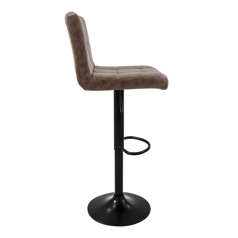 4er Set Barhocker Braun Kunstlederbezug mit Rückenlehne und Fußstütze höhenverstellbar 63-83cm ML-Design