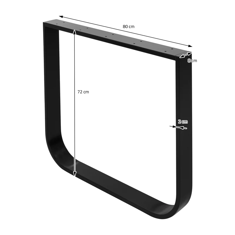 2 Stück Tischbeine B80xH72 cm Tischkufen O-Form aus Stahl pulverbeschichtet Schwarz ML-Design