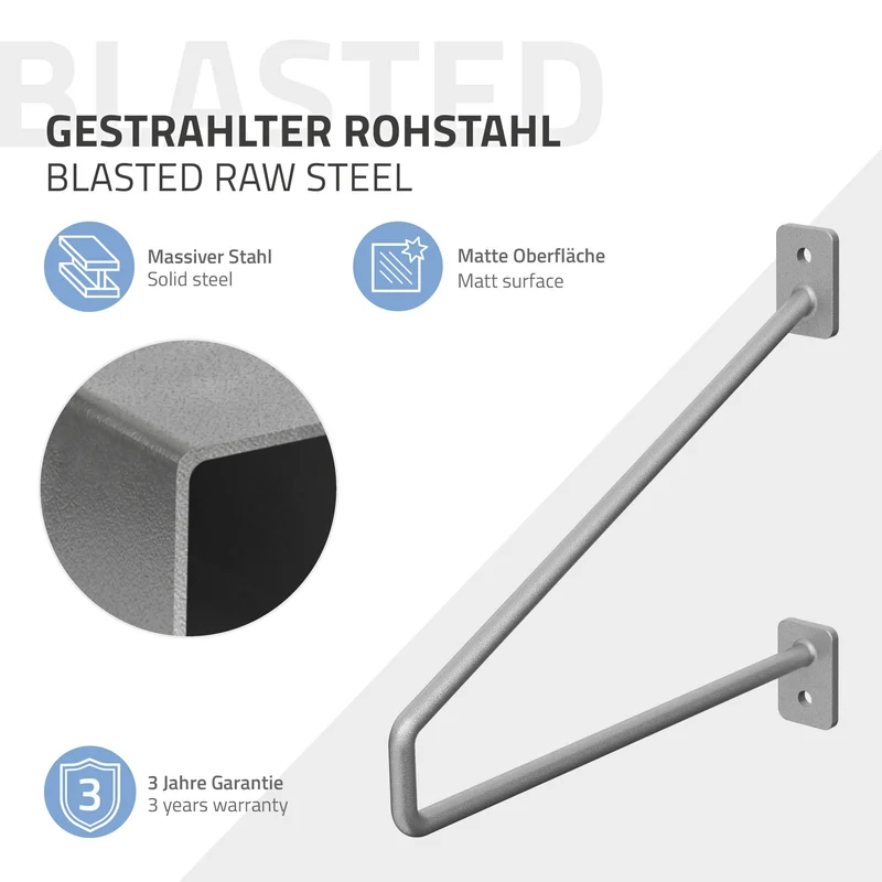 2er Set Wandkonsole Regalhalterung 2x 220 x 180 mm Grau aus Stahl ML-Design