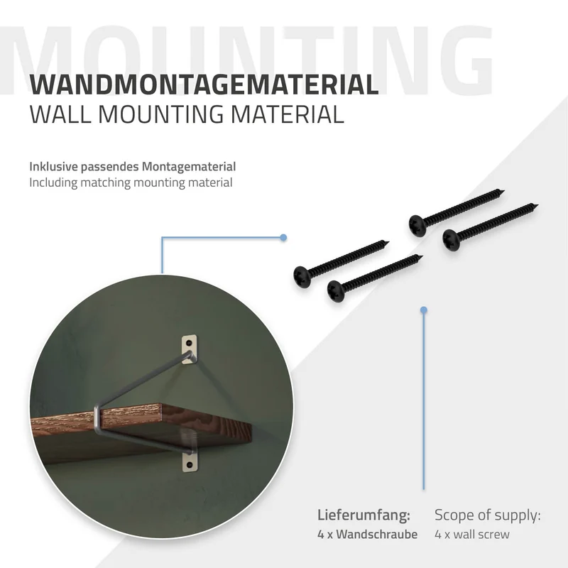 2er Set Wandkonsole Regalhalterung 2x 220 x 180 mm Grau aus Stahl ML-Design