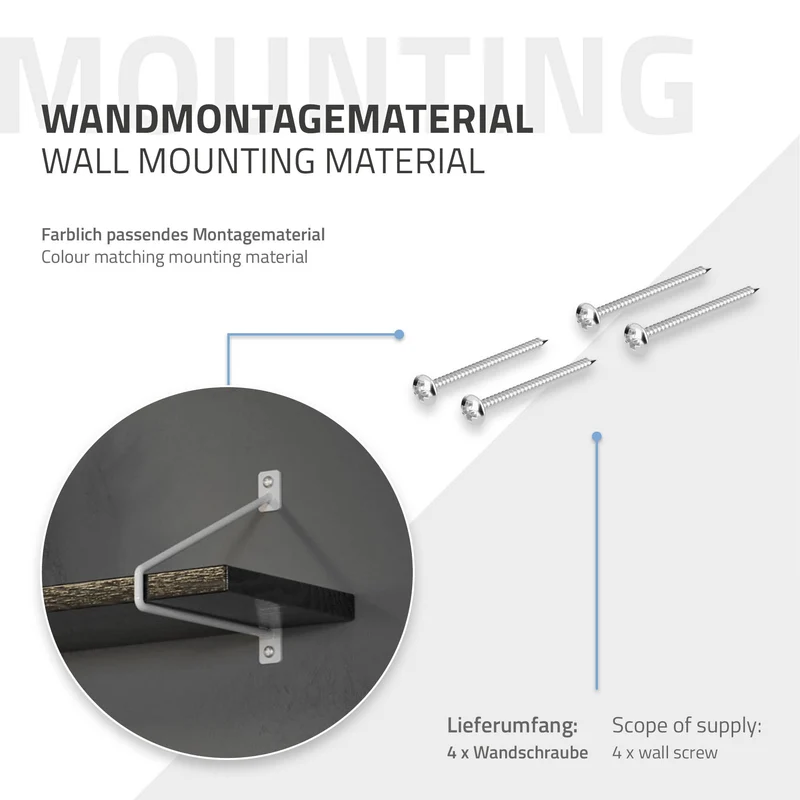 2er Set Wandkonsole Regalhalterung 2x 220 x 180 mm Weiß aus Stahl ML-Design